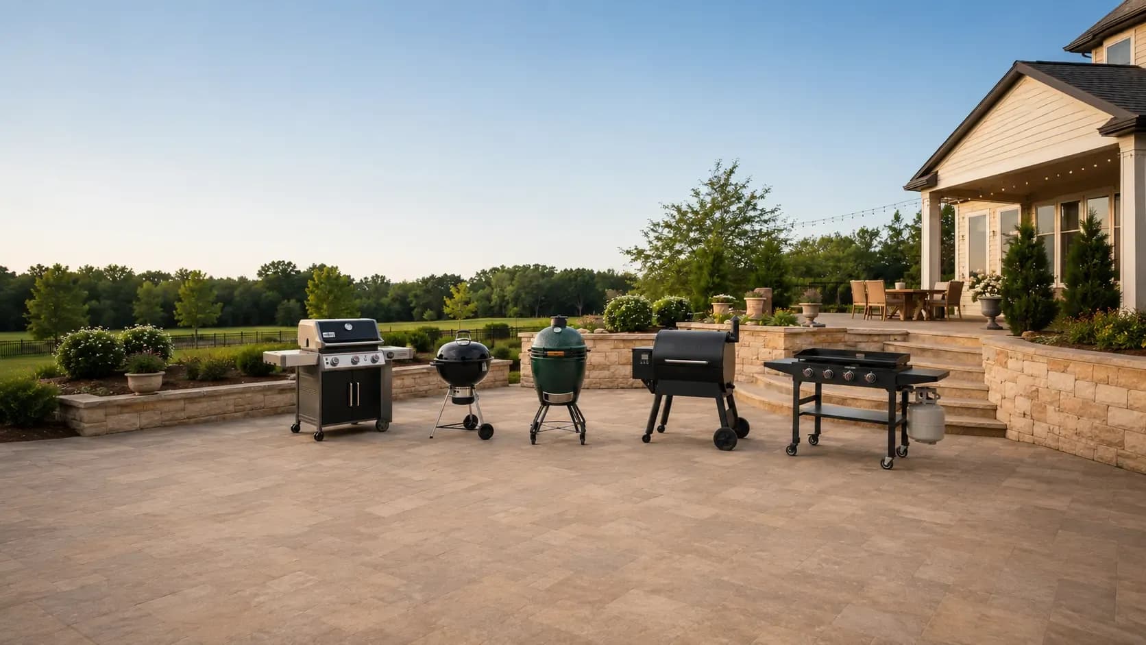 Grills and smokers on display at Weiders Ace Hardware near Rochester, NY