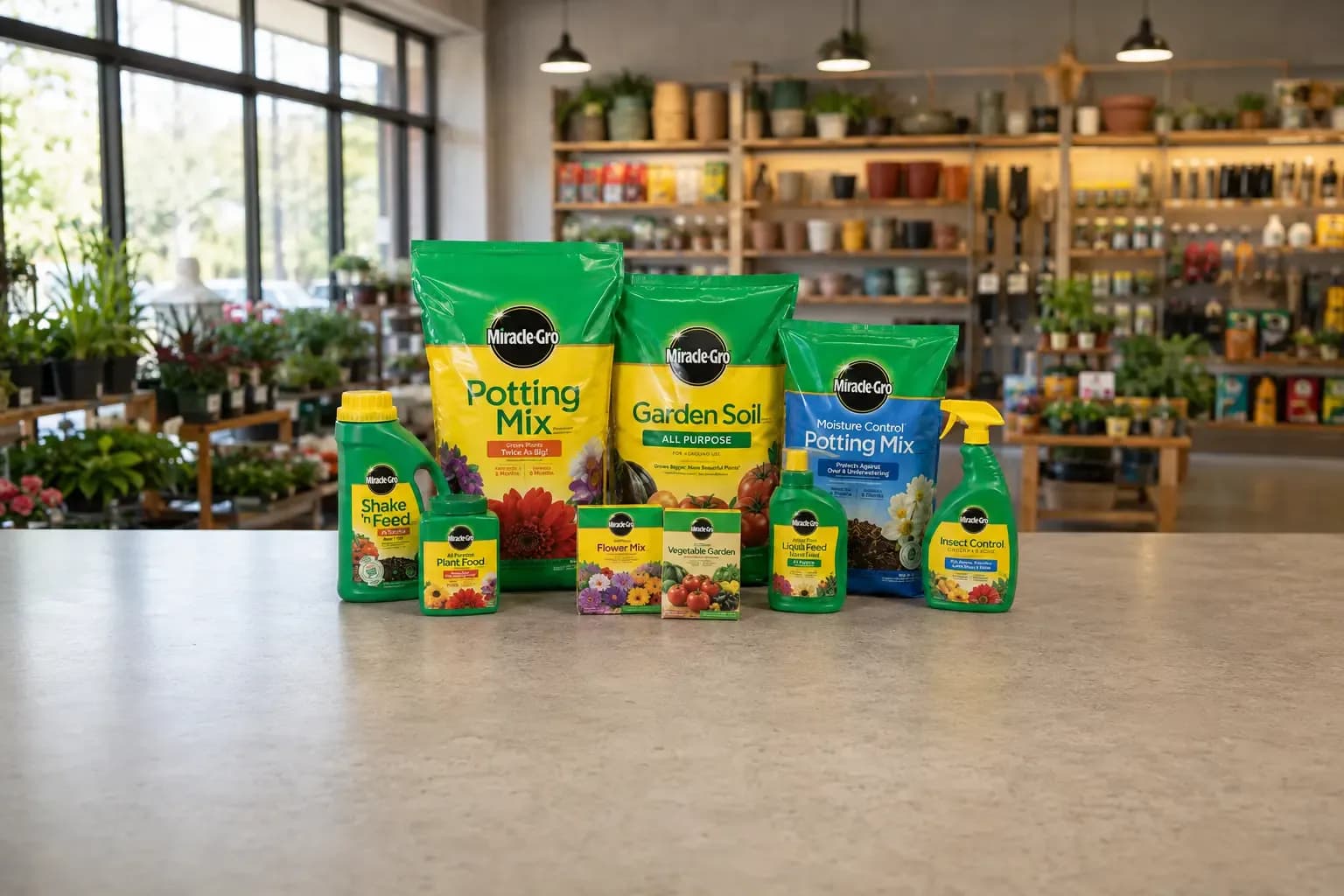 Soil, fertilizer, and plants in the garden department at Weiders Hardware