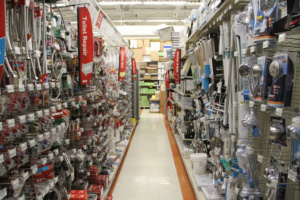 A picture of the plumbing aisle at Weider's ace Hardware in Honeoye Falls