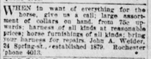 Posting in the Democrat & Chronicle Classifieds from 1912