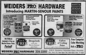 Weider's Hardware Advertisement from 1997 in the Democrat & Chronicle