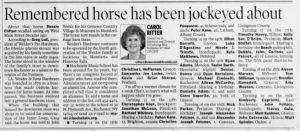 A newspaper article from the Democrat & Chronicle from 2001 about the legacy of the Plaster horse that Weider's used as a window display.